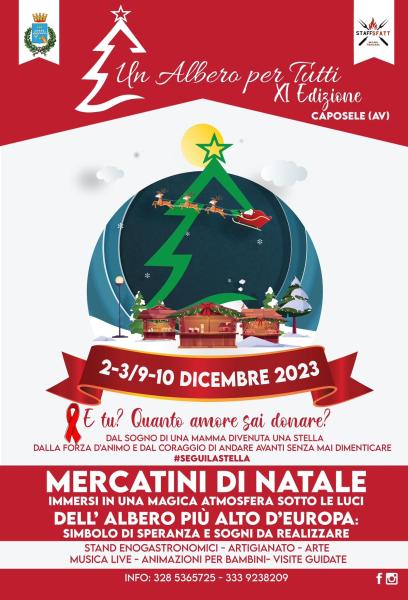 Mercatino di Natale e cerimonia di accensione delle luminarie sull'albero più alto d'Europa